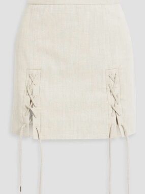 Lace-Up Mini Skirt in Cream